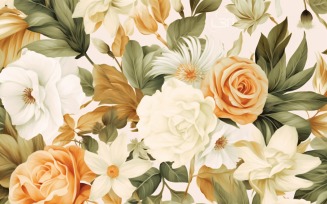 Watercolor flowers wreath Background 34