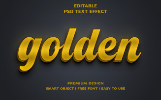 Golden 3d text effect design golden color editable high quality