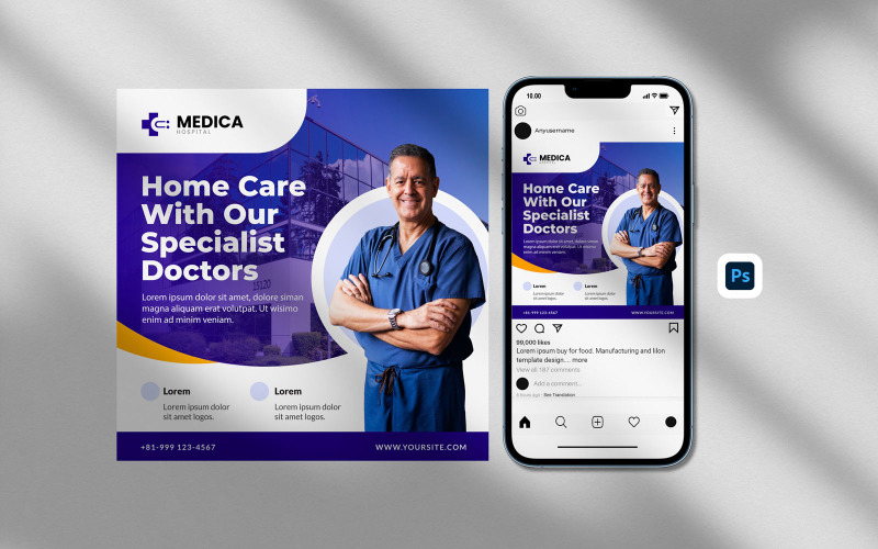 Medical Square Flyer Template Social Media