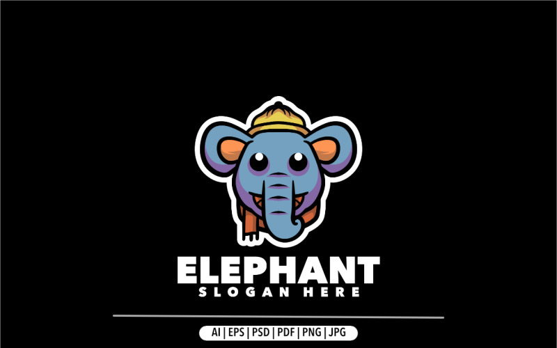 Elephant mascot cartoon design logo template Logo Template