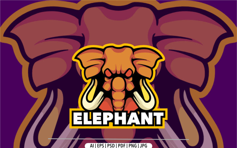 Elephant mascot logo for gaming and sport design Logo Template