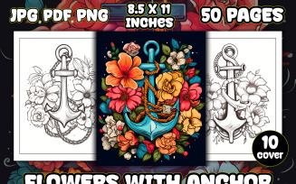 Flowers with Anchor Coloring Pages