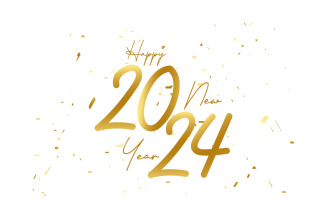 Gold happy new year 2024 vector decorative design background