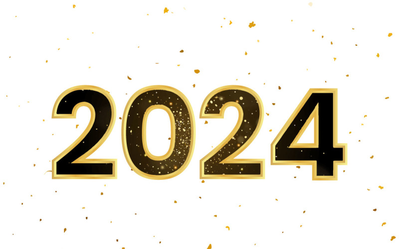 Golden sparkle 2024 text on new year celebration Illustration