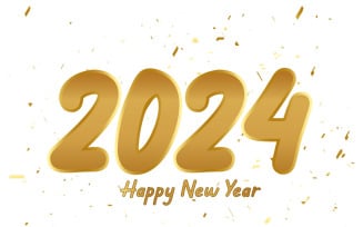 2024 Happy New Year typography text effect