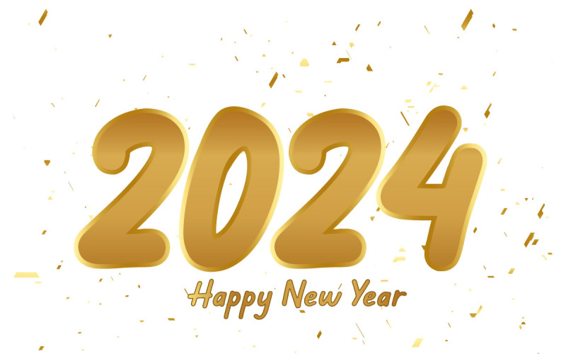 2024 Happy New Year typography text effect Illustration