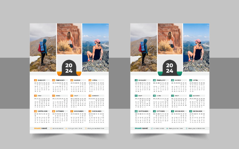2024 Wall Calendar template design Corporate Identity