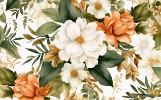 Watercolor flowers wreath Background 156