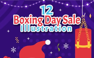 12 Boxing Day Sale Vector Illustration
