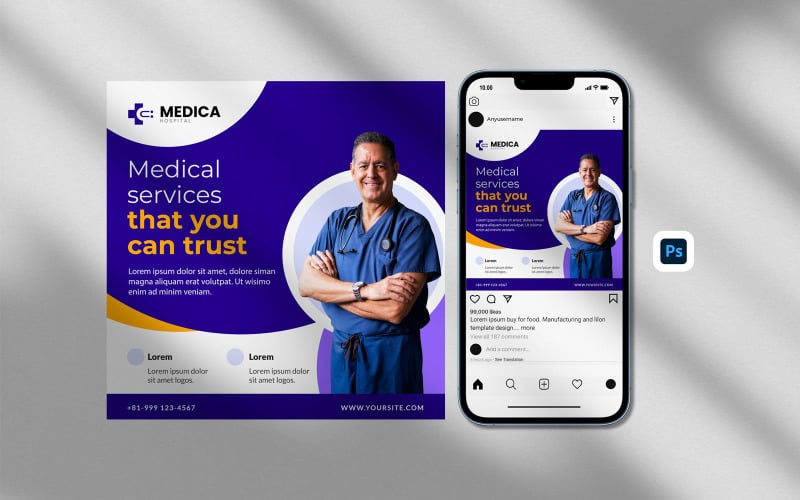 Medical Square Flyer Template - Medical Template Social Media