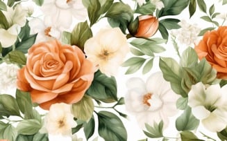 Watercolor flowers wreath Background 207