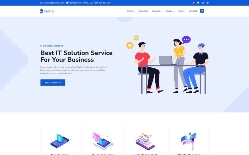 Techo IT Startup & Business Solution HTML5 Template Website Template