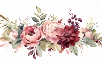 Watercolor flowers wreath Background 274