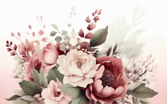 Watercolor flowers wreath Background 281