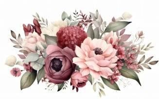 Watercolor flowers wreath Background 285