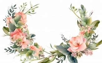 Watercolor flowers wreath Background 304