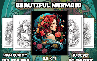 Beautiful Mermaid Coloring Pages Book