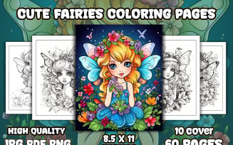 Cute Fairies Coloring Pages for Adults