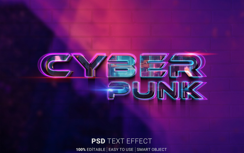 CyberPunk Text Neon Effect Mockup Illustration