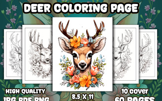 Deer Coloring Page for KDP Interior