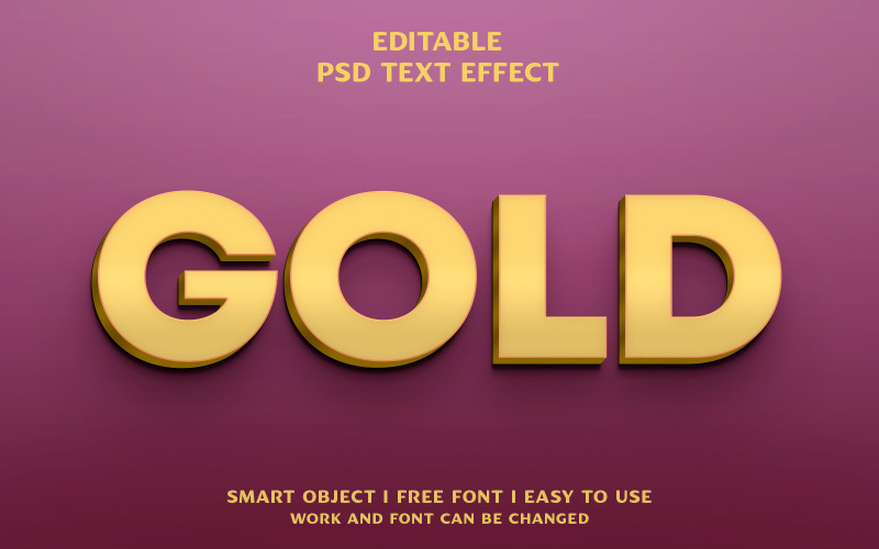 Gold 3d text effect design Illustration