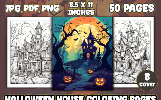 Halloween House Coloring Pages for Adult