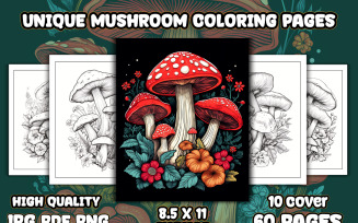 Mushroom Coloring Pages for KDP