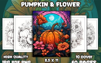 Pumpkin & Flower Coloring Pages for KDP