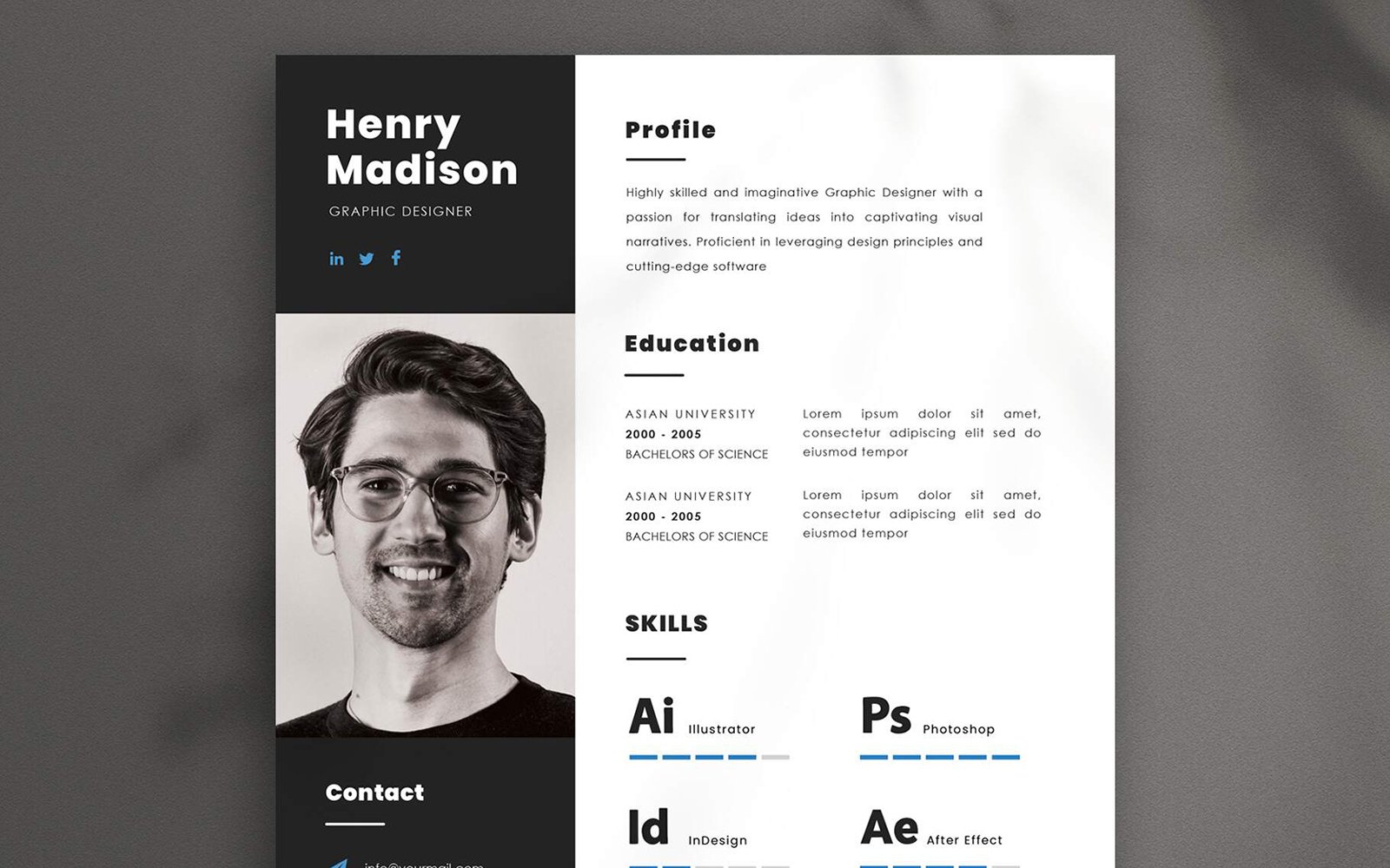 Template #363368 Resume Graphic Webdesign Template - Logo template Preview