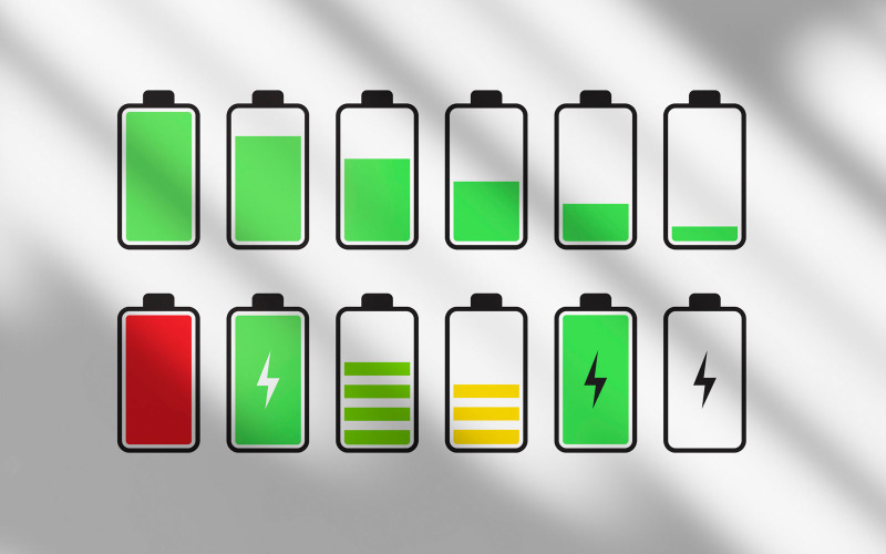 Battery Charge Indicator Icons Phone Charge Level Vector Graphic