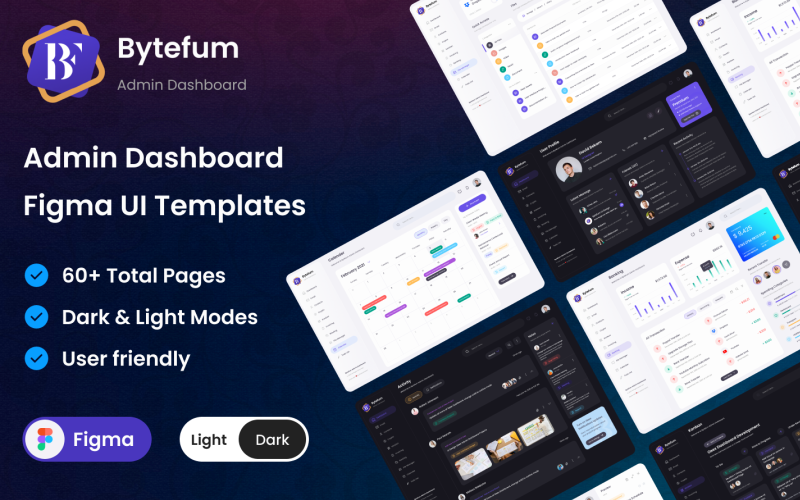Bytefum - Admin Dashboard UI Template Figma UI Element