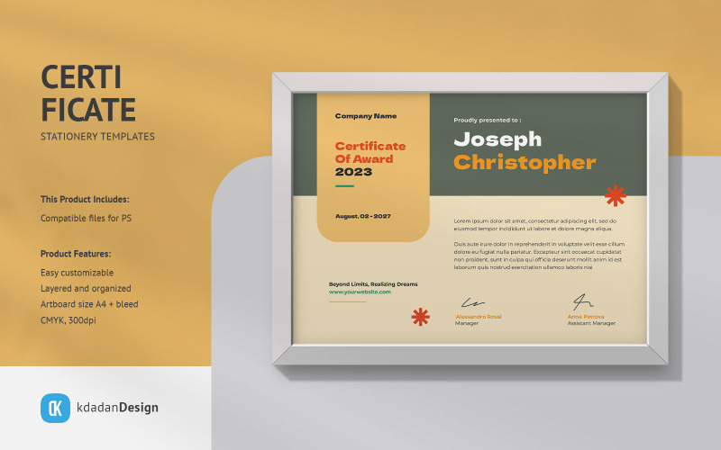 Certificate PSD Design Templates Vol 036 Certificate Template