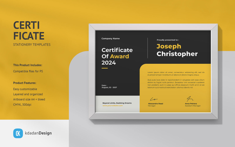 Certificate PSD Design Templates Vol 037 Certificate Template