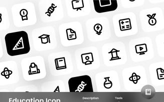 Education Icon Set Outline Style