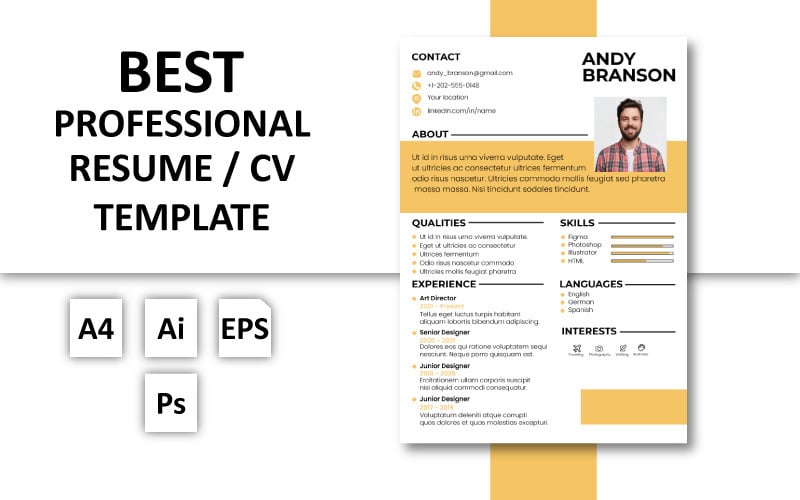 Free Best Professional Resume / CV Template Resume Template