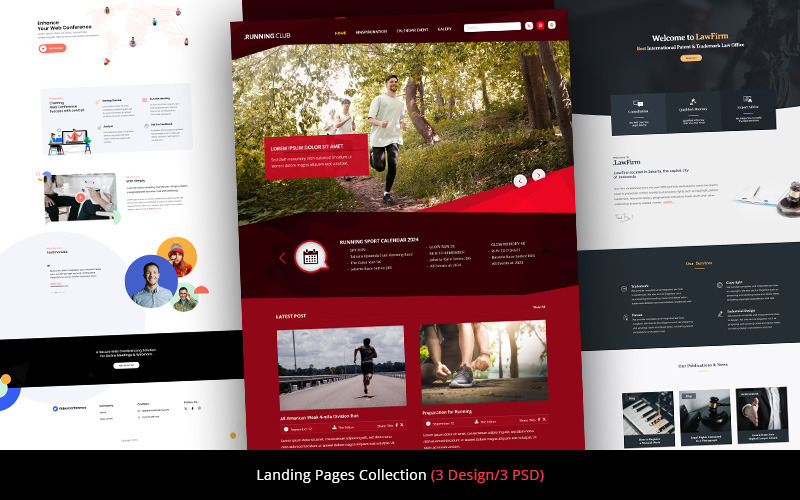 Landing Pages Collection - A Collection of 3 Landing Pages PSD Template