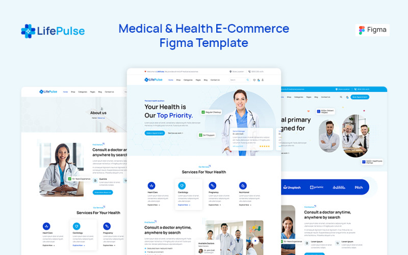LifePulse – Medical and Health Figma Template UI Element