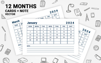 2024 Minimal Calendar Planner Design Vector Template