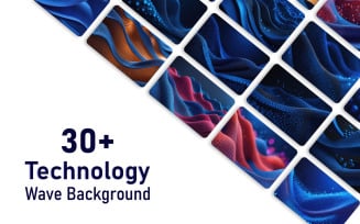 30+ Technology wave 3D background illustration bundle, technology background