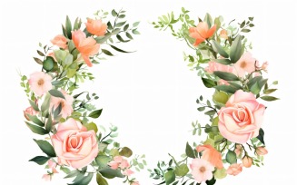 Watercolor floral wreath Background 309