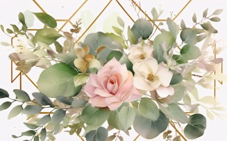 Watercolor floral wreath Background 321