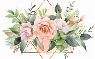 Watercolor floral wreath Background 332
