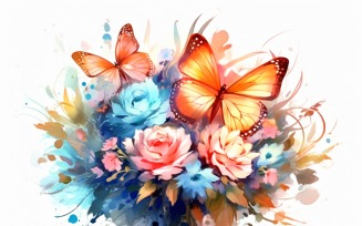 Watercolor flowers Background 312