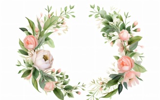 Watercolor flowers wreath Background 310