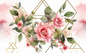 Watercolor flowers wreath Background 322