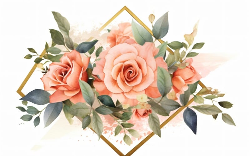Watercolor flowers wreath Background 329