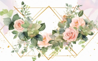 Watercolor flowers wreath Background 333