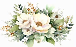 Watercolor flowers wreath Background 341