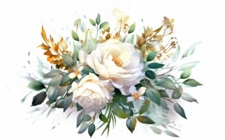 Watercolor flowers wreath Background 344