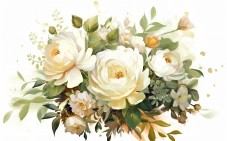 Watercolor flowers wreath Background 349
